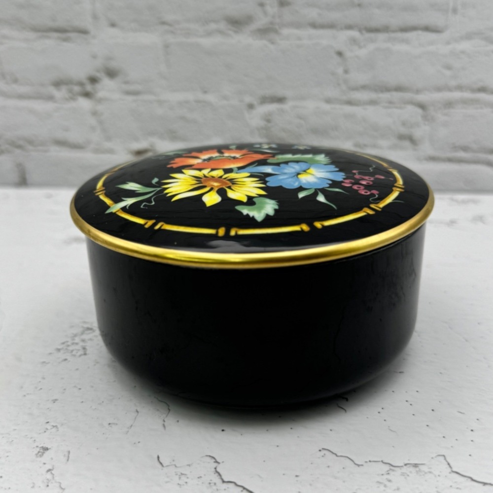 Villeroy & Boch Xenia Black Floral Trinket Box Vitro-Porcelaine Luxembourg - Picture 2 of 8